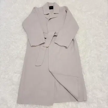 [새상품급] 노크 울 리버 코트 롱 벨트 포함 핑크 베이지 롱