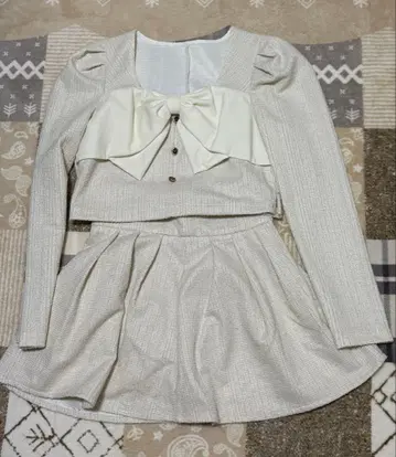 DearMyloveRose 라메 트위드 빅 리본 셋업