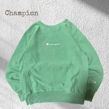 Champion 리버스 위브 파란 택 맨투맨 그린 구제 의류