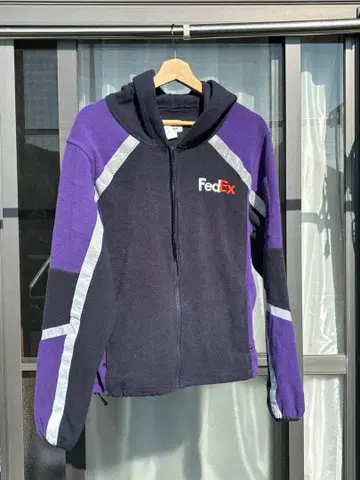 FedEx 기업 로고 플리스 후드티 S 퍼플