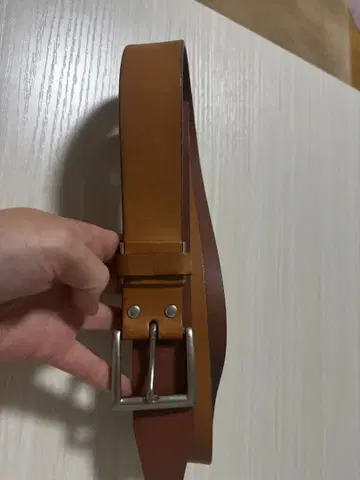 천연 가죽 브라운 벨트 메탈 버클