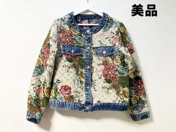 플라워 프린트 데님 자켓