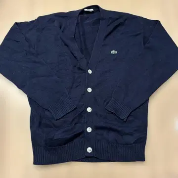 LACOSTE 네이비 코튼 스쿨 가디건