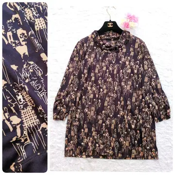 [ 새상품급 ] Leilian 올 패턴 터틀넥 튜닉 긴팔 가을봄