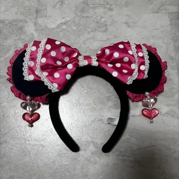 디즈니 머리띠 미니 귀찌 프릴 핑크 도트