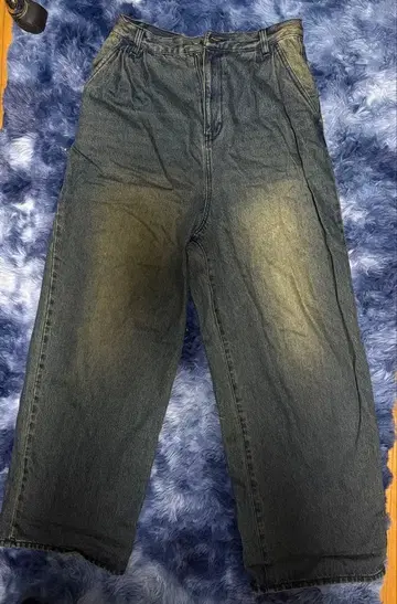 다크 블루 와이드 레그 데님