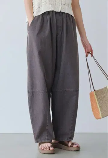 스튜디오 클립 배럴 데님 팬츠 브라운 PF