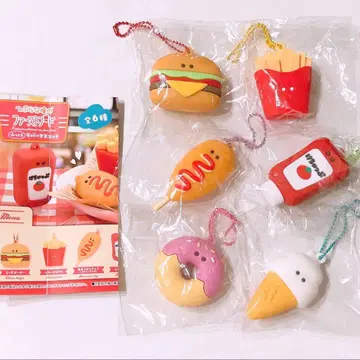 동그란 눈의 퍼스트 푸드 폭신한 러버 마스코트 풀 컴플리트 세트