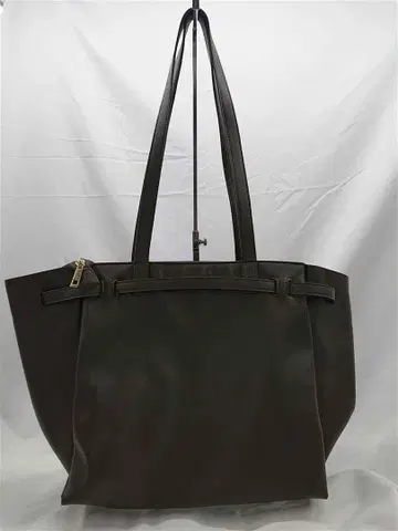 멜로우 네온 리본 디자인 토트백 브라운 계열 인조 가죽 대용량