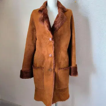 크리티아 브라운 리얼 무스탕 코트 양가죽 40