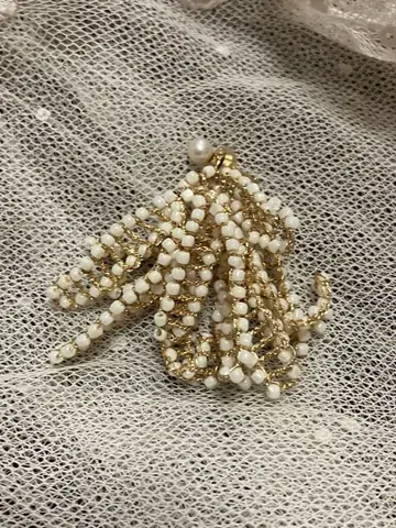 fua accessory 금실 펄 컬러 비즈 프린지 귀걸이 (한쪽용)