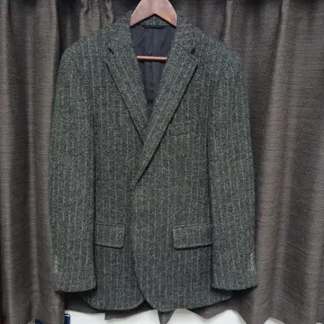해리스 트위드 테일러드 자켓 그레이 계열 스트라이프