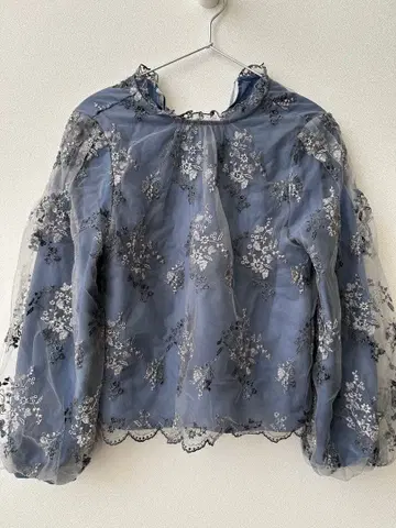 시스루 꽃무늬 자수 블라우스