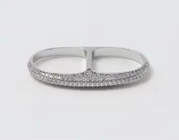 UNITED ARROWS 파베 더블 핑거 반지 실버