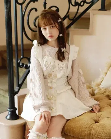 LIZLISA 리즈리사 Twin Bears 니트 상의 핑크