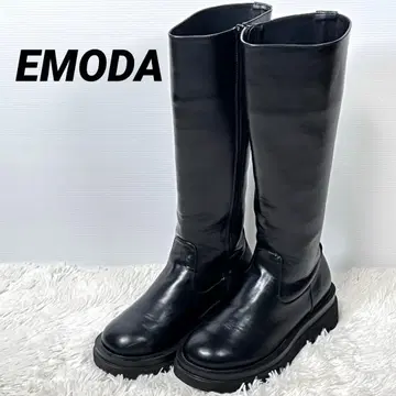 [새상품급] EMODA 에모다 미들 부츠 통굽 슬림 레그 S