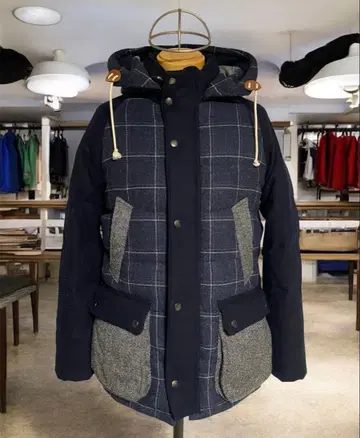 MOON사 트위드 다운 자켓 SHIPS 크레이지 패턴 절개 DOWN