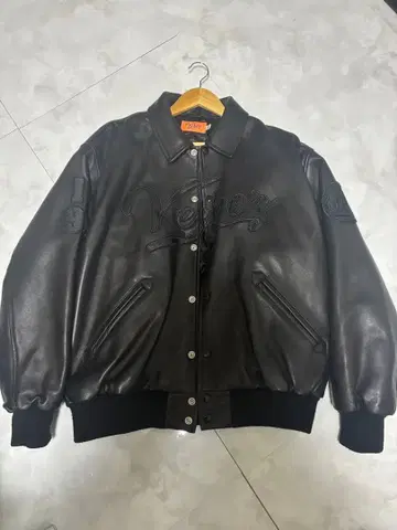 KEBOZ LEATHER VARSITY JACKET 가죽 재킷 블랙 M