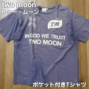 two moon 투문 포켓 부착 T셔츠 아메카지 퍼플 보라색