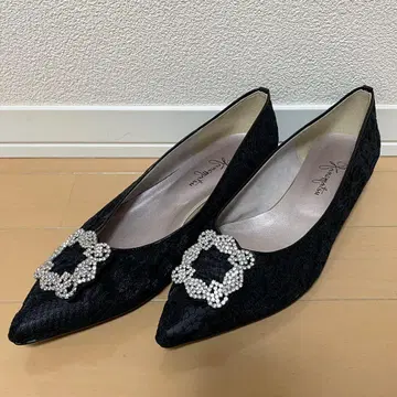 [ 거의 미사용 ] 긴자 카네마츠 레이스 비쥬 플랫 펌프스 파티