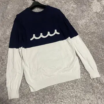 muta MARINE 무타 마린 U넥 스웨터 골프 니트 바이컬러