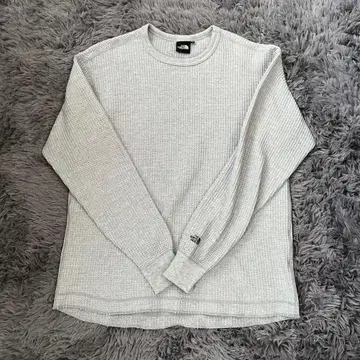 THE NORTH FACE 와플 편직 그레이 긴팔 티셔츠 L