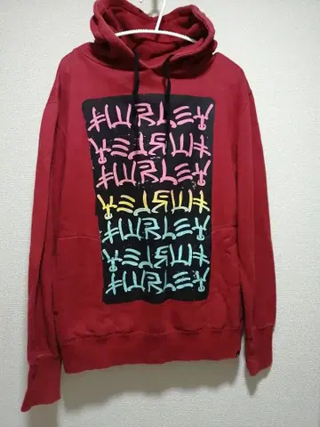 Hurley 버건디 풀오버 후드티 S 사이즈 남녀 공용