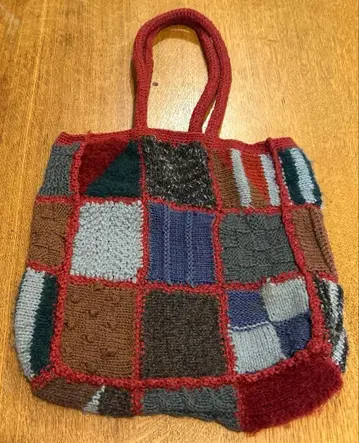 패치워크 니트 토트백
