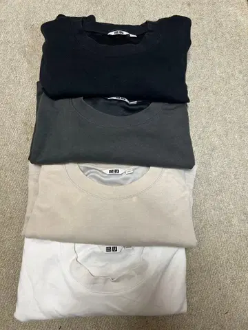 UNIQLO U 에어리즘 코튼 오버사이즈 T셔츠 4개 세트 반팔 긴팔