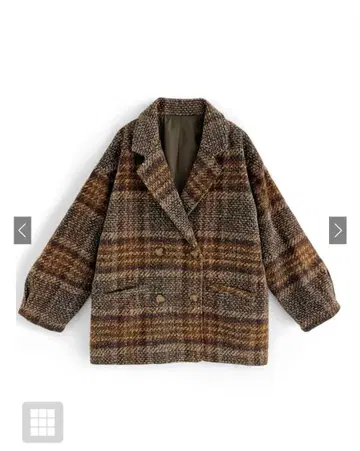 체크 무늬 더블 버튼 코트 GRL 프리 사이즈