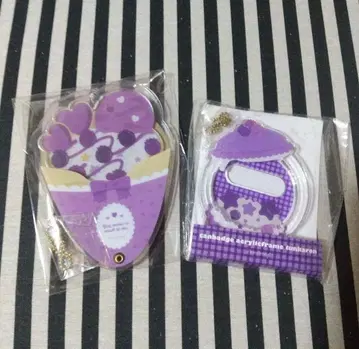 후쿠야 아크릴 프레임 퍼플 카페 뚱카롱 크레이프 캔뱃지