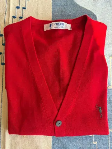 FUKUZO 레드 V넥 가디건