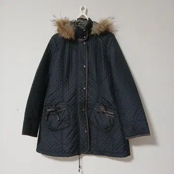 퍼 포함 퀼팅 자켓 블랙