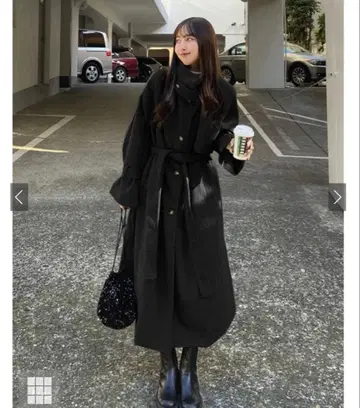 grl 리본 벨트 페이크 울 트렌치코트 [k9049x] 블랙