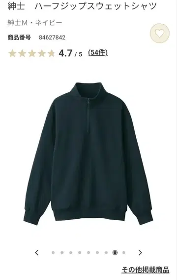 무인양품 하프 지퍼 스웨트 셔츠 M 네이비