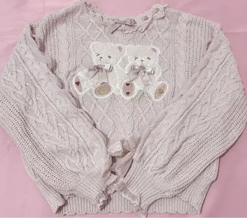 LIZLISA 리즈리사 핑크 Twin Bears 니트탑