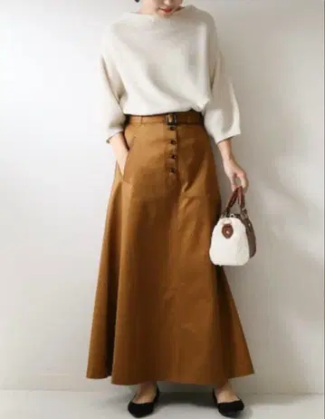 스픽 앤 스팬 트렌치 스커트 카멜 36