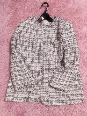H&M 트위드 자켓 블랙&화이트