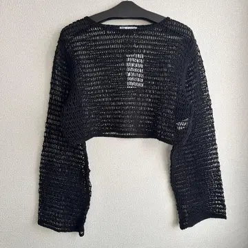 ZARA 크롭 메쉬 니트 크로셰 니트탑