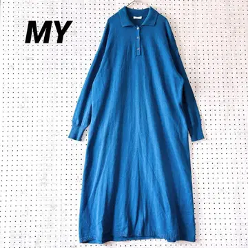 MY 마이 폴로 카라 니트 원피스 롱 기장 루즈핏 (F) 코튼 실크 혼방