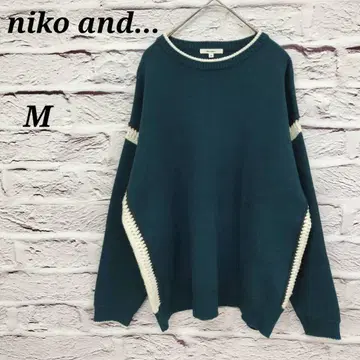 니코앤드 [ M ] 사이드 크로셰 긴팔 니트 풀오버 크루넥 그린