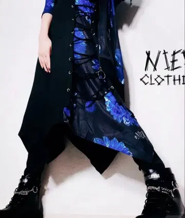 Nier 변칙 랩스커트 부착 BRAIDPANTS BLUE DAHLIA