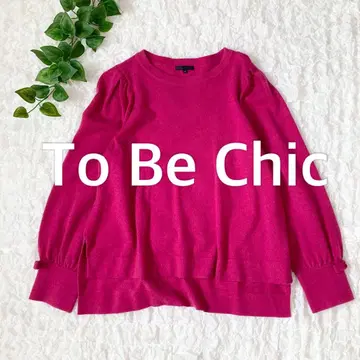 투 비 시크 크루넥 니트 L 40 긴팔 캐시미어 양모 핑크