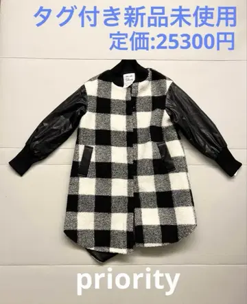 [택 포함 새상품] priority 체크 코트