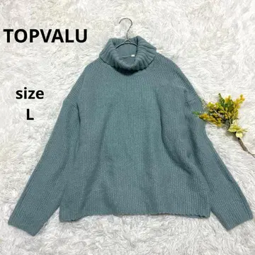 긴팔 스웨터 니트 터틀넥 톤 다운 그린 무지 L 빅 사이즈 그린