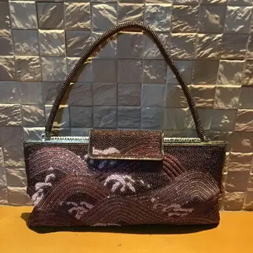 비즈 백 vintage 총 비즈 자수 파티 쇼와 레트로 퍼플