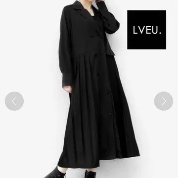 LVEU. 자켓풍 플리츠 롱 원피스 블랙 긴팔