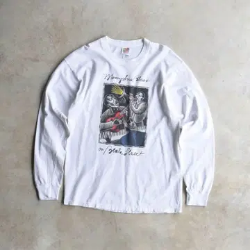 90s 블루스 뮤직 긴팔 티셔츠 화이트 L 재즈 롱티 빈티지