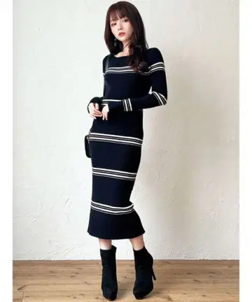 미사용 리젝시 보더 니트 원피스