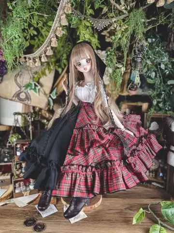 [ 3명의 마녀님 ] 딜러님 제작 단단 스커트 드레스 세트 빨간색 체크